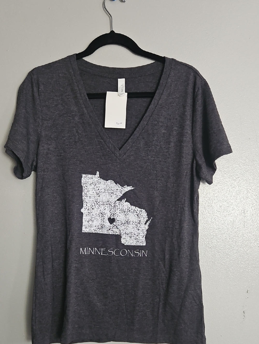 Bella Canvas Charcoal Minnesota-Wisconsin V-Neck Tee